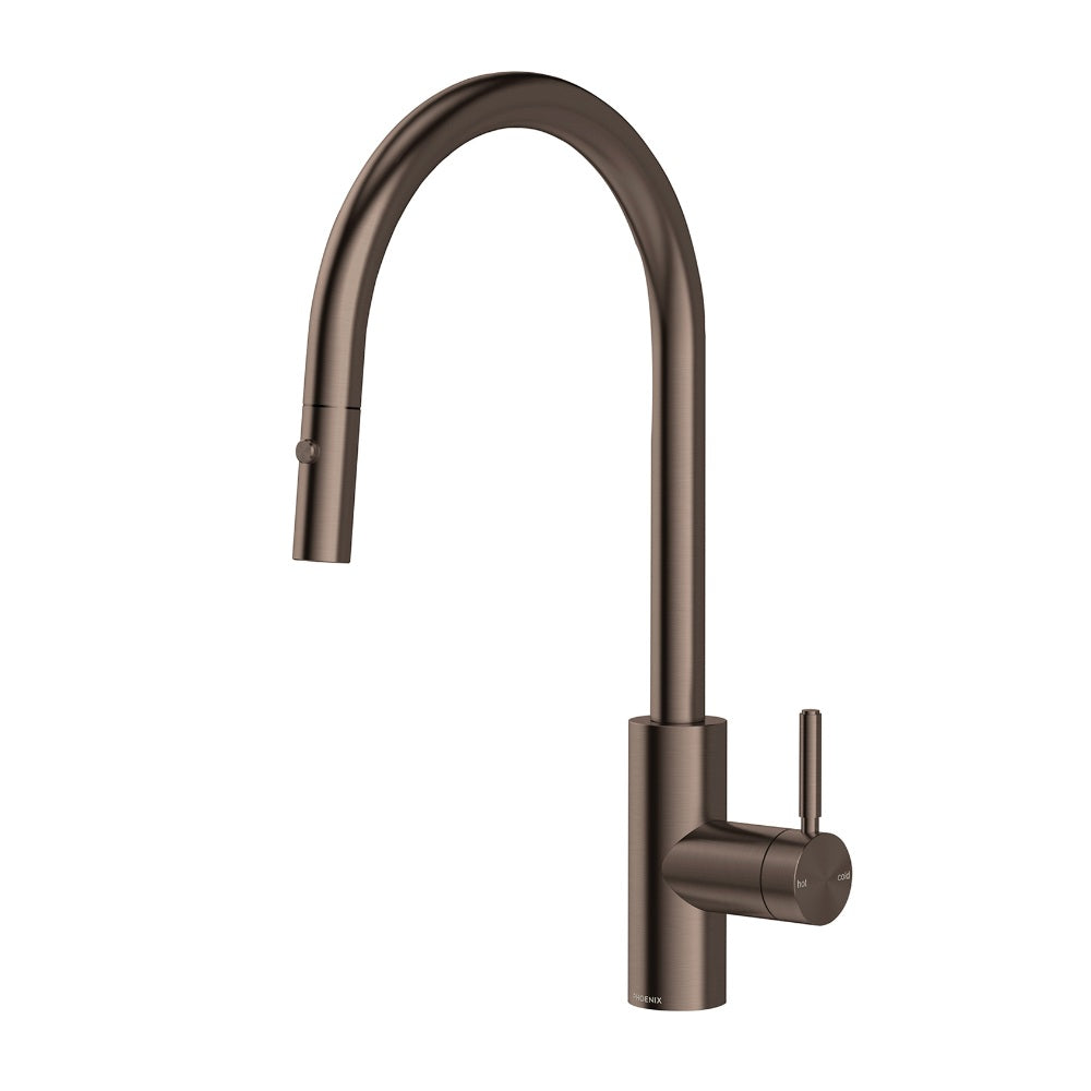 Phoenix Vivid MKII Pull Out Sink Mixer 240mm Gooseneck Brushed Bronze 146-7120-24-1