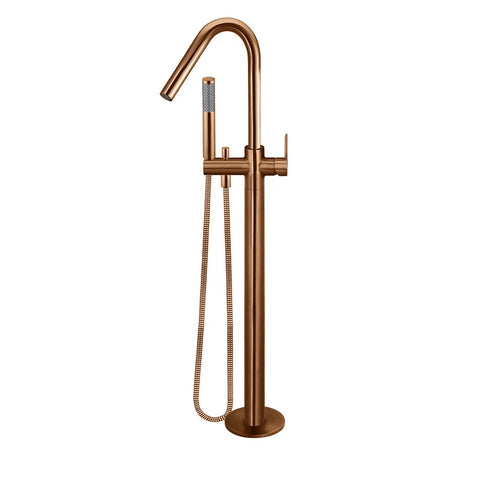 Meir Round Freestanding Bath Spout and Hand Shower - Paddle Handle Lustre Bronze MB09PD-PVDBZ