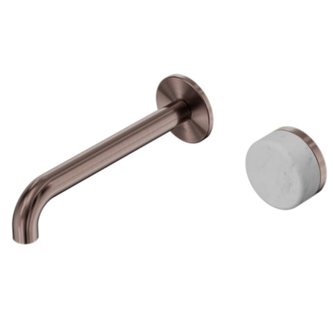 Nero Serenity Progressive Wall Basin Mixer 160mm Spout w/ Carrara Handle Brushed Bronze 24E061BZ