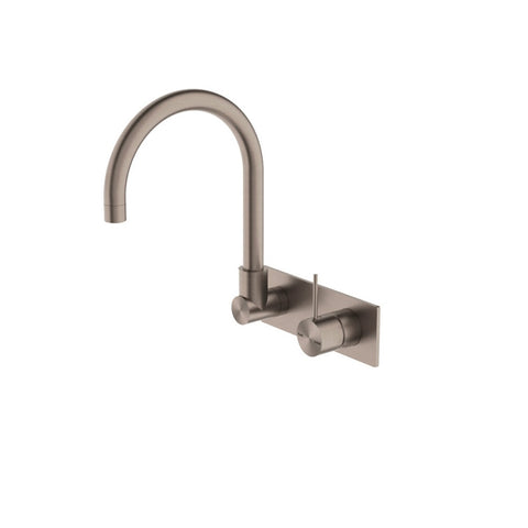 Nero Mecca Wall Basin/Bath Mixer Swivel Spout Handle Up Brushed Bronze NR221910PBZ