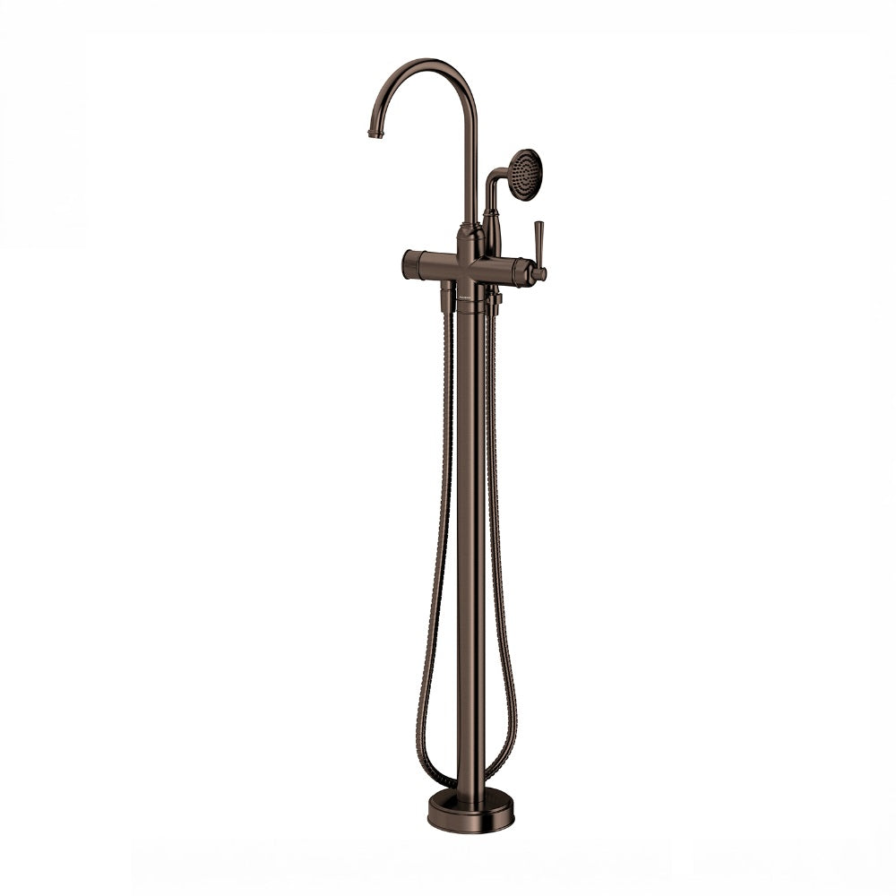 Phoenix Cromford Floor Mounted Bath Mixer w/ Hand Shower Brushed Bronze 134-7451-24
