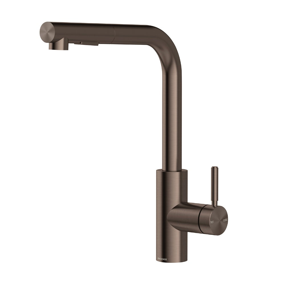 Phoenix Vivid MKII Pull Out Sink Mixer 230mm L Shaped Brushed Bronze 146-7125-24-1