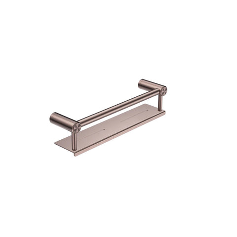 Nero Mecca Care 25mm Grab Rail With Shelf 450mm Brushed Bronze NRCR2518CBZ