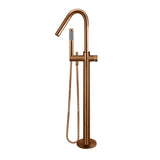 Meir Round Freestanding Bath Spout and Hand Shower - Pinless Handle Lustre Bronze MB09PN-PVDBZ
