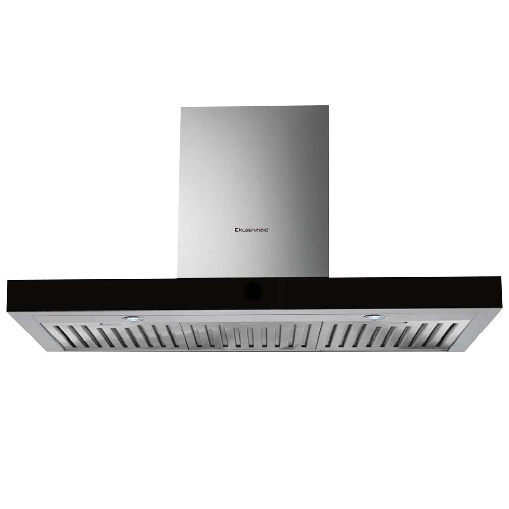 Kleenmaid Wall Mounted Canopy Rangehood 90cm Black Glass & Stainless Steel RHSCK92
