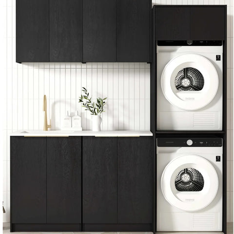 Otti Byron/Bondi Laundry Kit 1960C Black Oak / Natural Carrara Marble Top LA-1960C-BYB-NCA