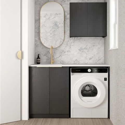 Otti Byron/Bondi Laundry Kit 1305A Black Oak / Natural Carrara Marble Top LA-1305A-BYB-NCA