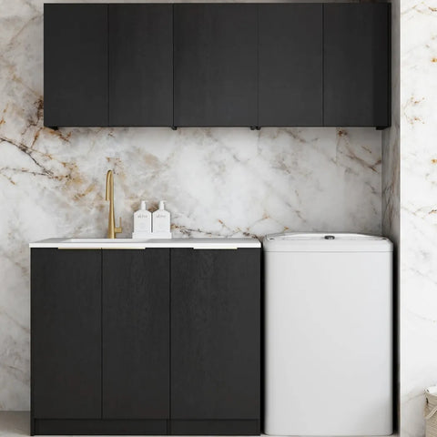 Otti Byron/Bondi Laundry Kit 1715DR-B w/ 400 Drawer Unit Black Oak / Natural Carrara Marble Top LA-1715DR-B-BYB-NCA