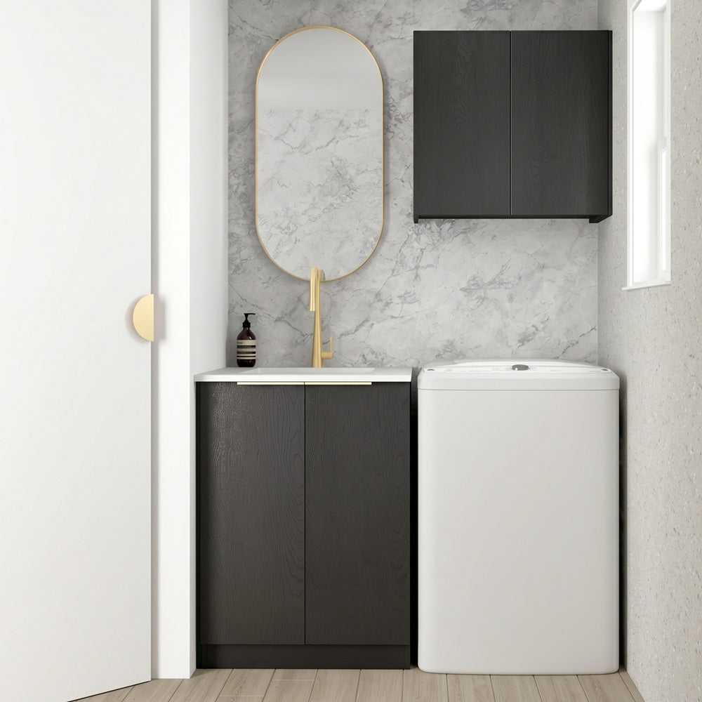 Otti Byron/Bondi Mini Laundry Kit 650mm Black Oak / Cloudy Carrara Top LA-650A-BYB-CA