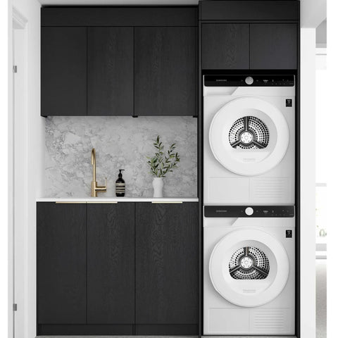 Otti Byron/Bondi Laundry Kit 1715DR-C w/ 400 Drawer Unit Black Oak / Matte White Top LA-1715DR-C-BYB-MW