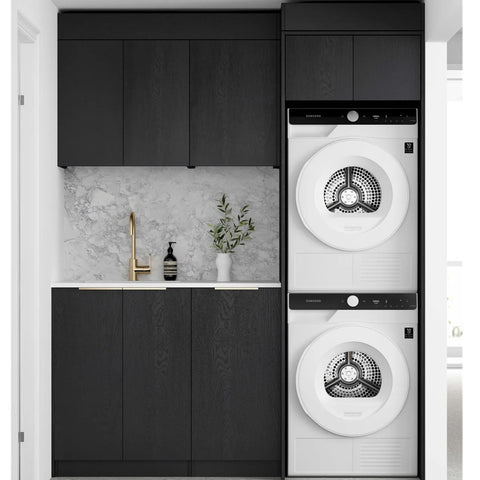 Otti Byron/Bondi Laundry Kit 1715C Black Oak / Matte White Top LA-1715C-BYB-MW