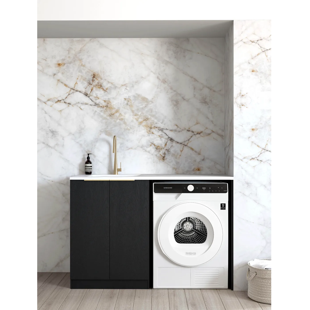 Otti Byron/Bondi Laundry Cabinet 1300mm Black Oak / Cloudy Carrara Top LA-1300-BYB-CA