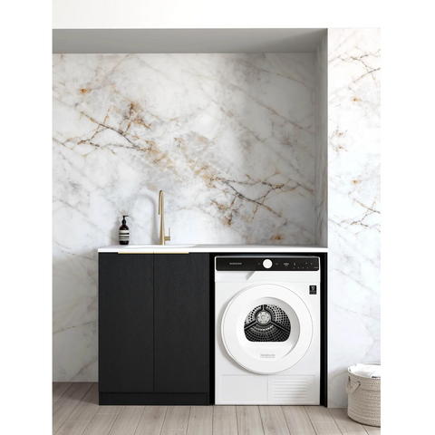 Otti Byron/Bondi Laundry Cabinet 1300mm Black Oak / Matte White Top LA-1300-BYB-MW