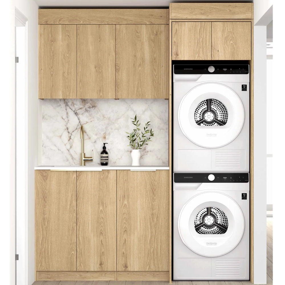 Otti Byron/Bondi Laundry Kit 1715C Natural Oak / Natural Carrara Marble Top LA-1715C-BYN-NCA