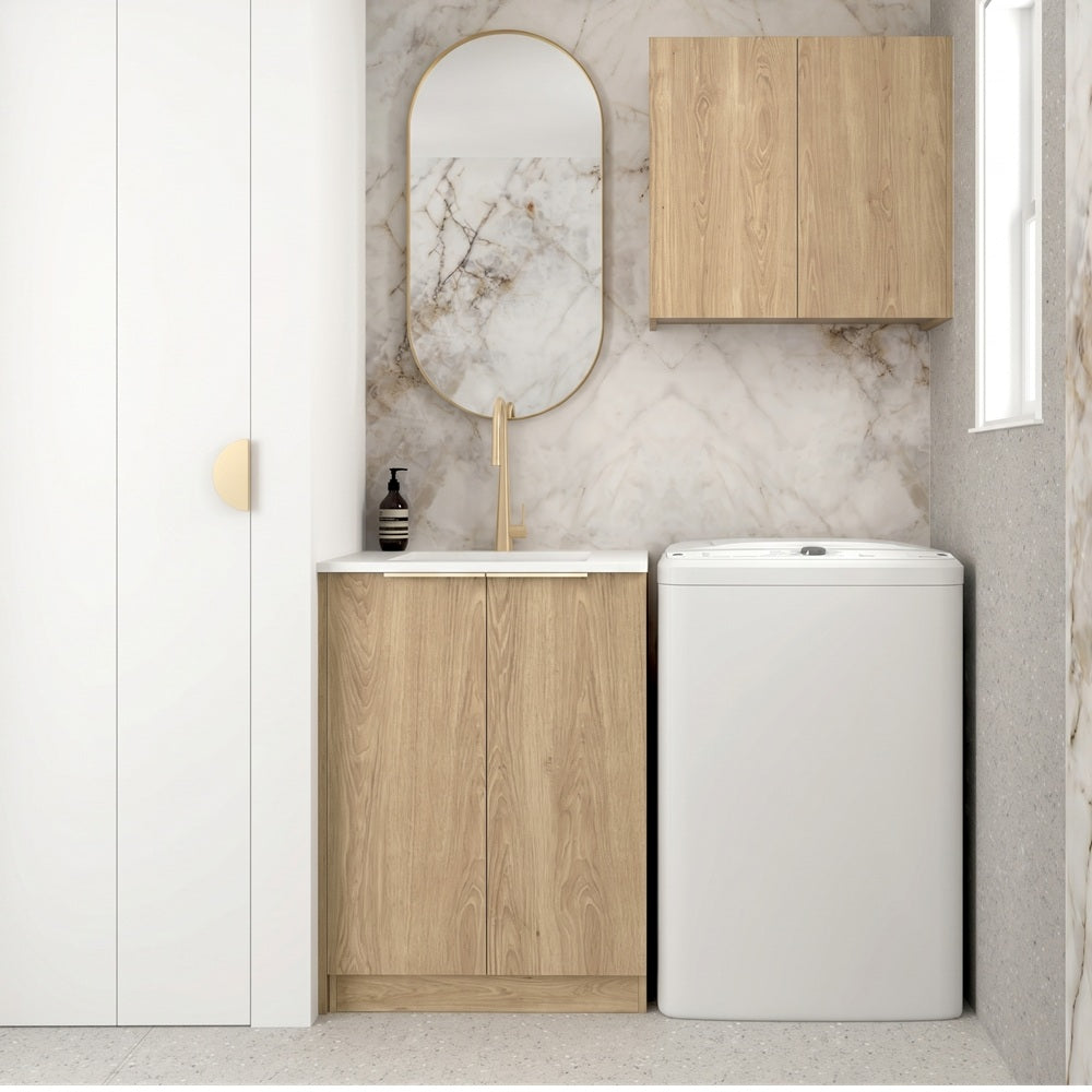 Otti Byron/Bondi Mini Laundry Kit 650mm Natural Oak / Matte White Top LA-650A-BYN-MW