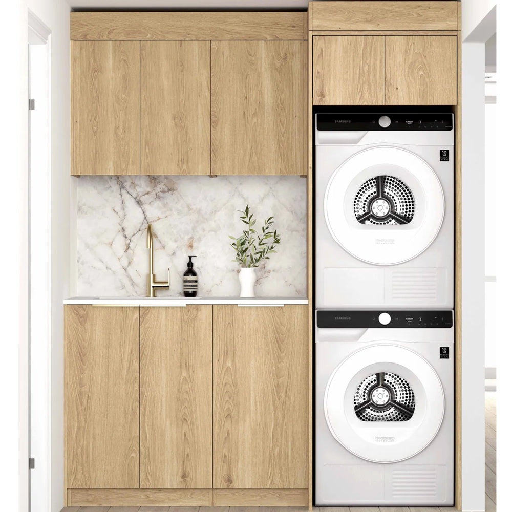 Otti Byron/Bondi Laundry Kit 1715DR-C w/ 400 Drawer Unit Natural Oak / Natural Carrara Marble Top LA-1715DR-C-BYN-NCA
