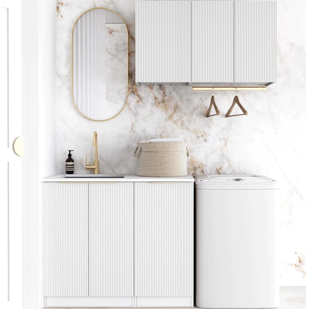 Otti Bondi Laundry Kit 1715DR-A w/ 400 Drawer Unit White / Natural Carrara Marble Top LA-1715DR-A-BOW-NCA