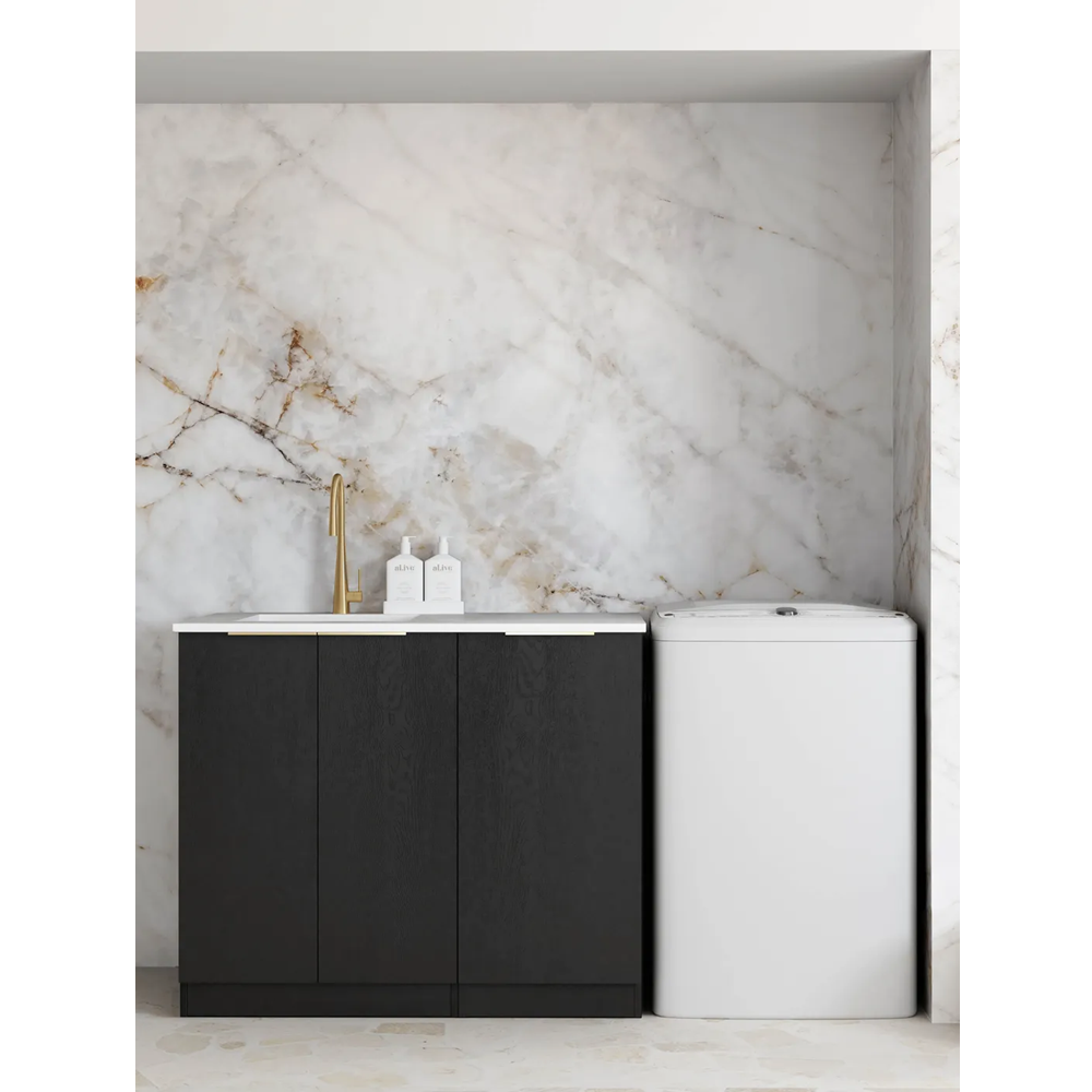 Otti Byron/Bondi Laundry Cabinet 1060mm Black Oak / Matte White Top LA-1060-BYB-MW