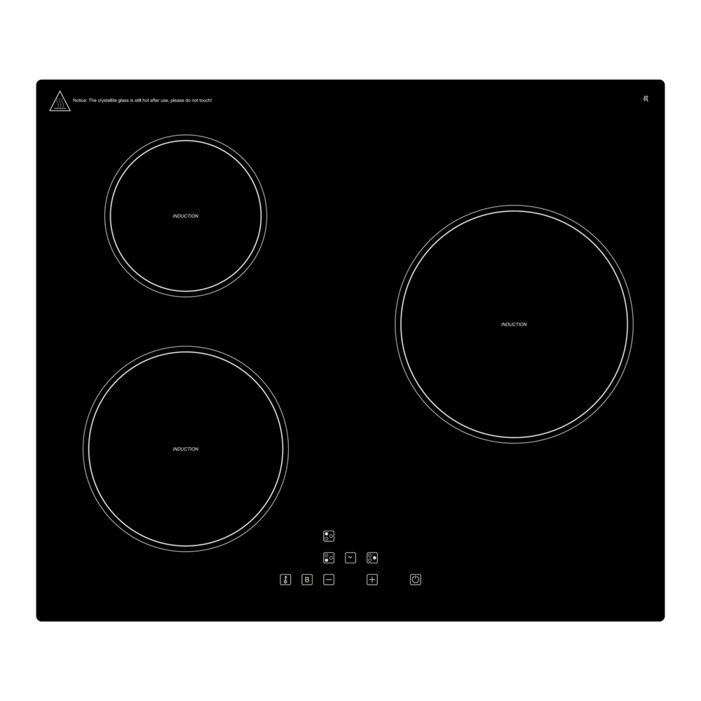 Artusi Induction Cooktop 600mm Stainless Steel Black Schott Glass CAID3PG