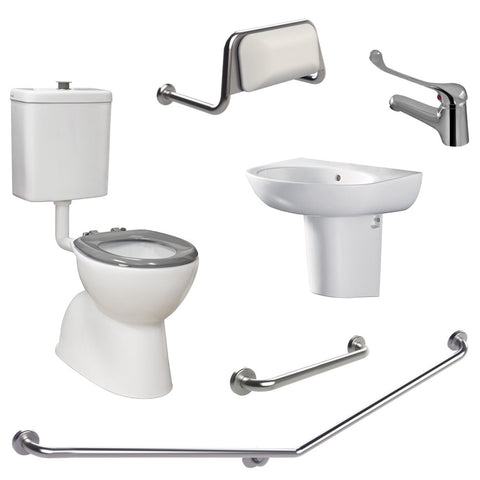 Fienza Accessible Toilet Care Kit (Left Hand 40 Degree Rail) Grey Seat CARE2LG