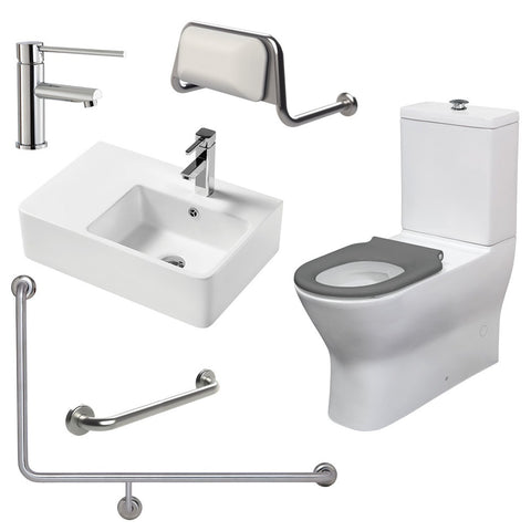 Fienza Accessible Delta Care Kit Left Rail Right Basin White CARE4LR