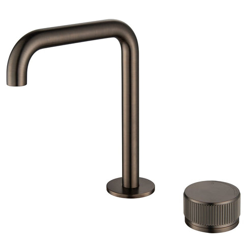 Bella Vista Mica Fluted Soft-Square Hob Basin Mixer Set Dusk Bronze HSB-6-NR-R90-DB