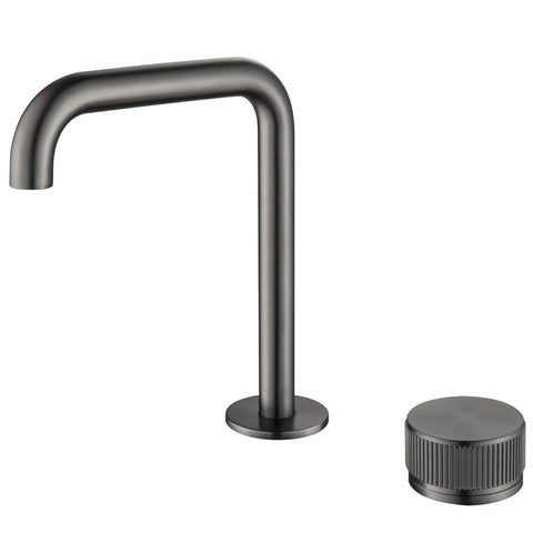 Bella Vista Mica Fluted Soft-Square Hob Basin Mixer Set Gunmetal HSB-6-NR-R90-GM