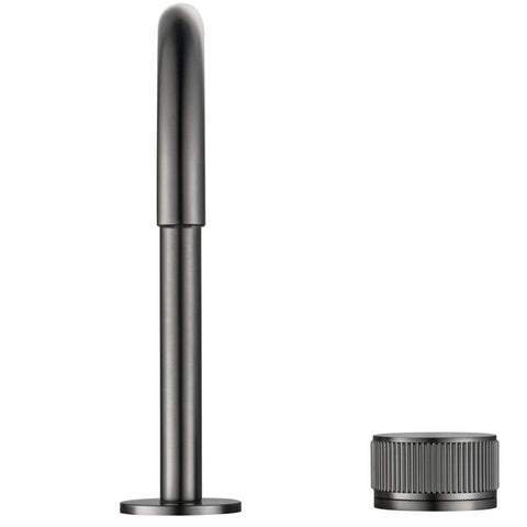 Bella Vista Mica Fluted Soft-Square Hob Basin Mixer Set Gunmetal HSB-6-NR-R90-GM