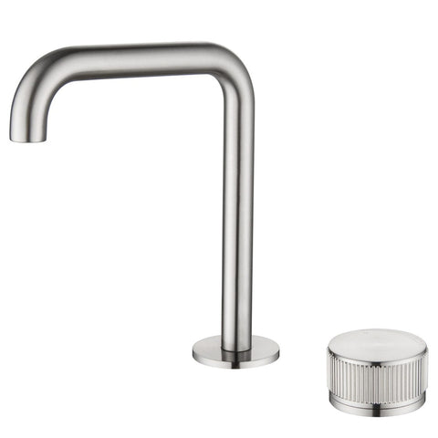 Bella Vista Mica Fluted Soft-Square Hob Basin Mixer Set Brushed Nickel HSB-6-NR-R90-BN