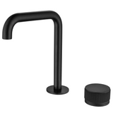 Bella Vista Mica Fluted Soft-Square Hob Basin Mixer Set Black HSB-6-NR-R90-BLK