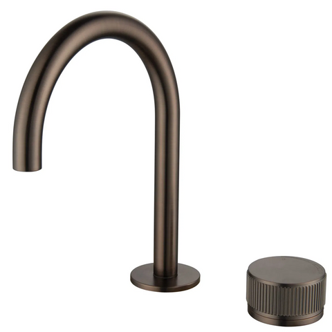 Bella Vista Mica Fluted Gooseneck Hob Basin Mixer Set Dusk Bronze HSB-6-NR-DB