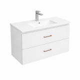 Fienza Carmen Ensuite Wall Hung Vanity 900mm White w/ Delgado Top All Drawers CED90W-DT