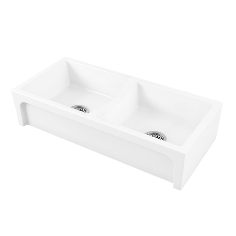 Abey Charles I Sink Double Bowl 1003X470mm Topmount/Undermount White CHARLES-1W