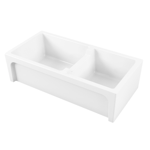 Abey Charles II Sink Double Bowl 914X460mm Topmount/Undermount White CHARLES-2W