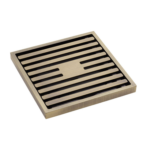 Fienza Floor Waste 100mm Square Slim Grate (88mm Outlet) Antique Brass CHG1085AB