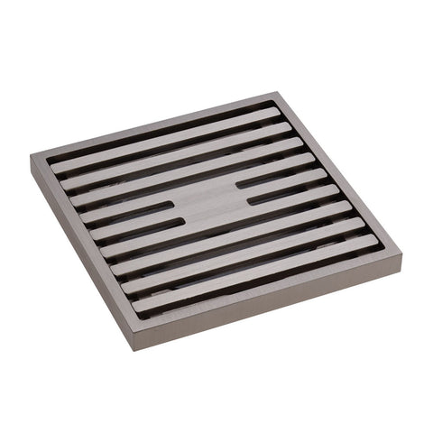 Fienza Floor Waste 100mm Square Slim Grate (88mm Outlet) Brushed Nickel CHG1085BN