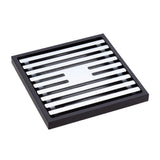 Fienza Floor Waste 100mm Square Slim Grate (88mm Outlet) Matte Black/Chrome CHG1085MBKCP