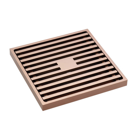 Fienza Floor Waste 100mm Square Slim Grate (88mm Outlet) Rose Gold CHG1085RG