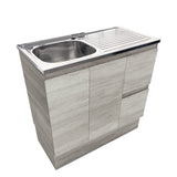 Fienza Citi Sink & Edge Vanity On Kick Solid Doors (Right Hand Drawers) (No taphole) 900mm Industrial CIT90XKR-0