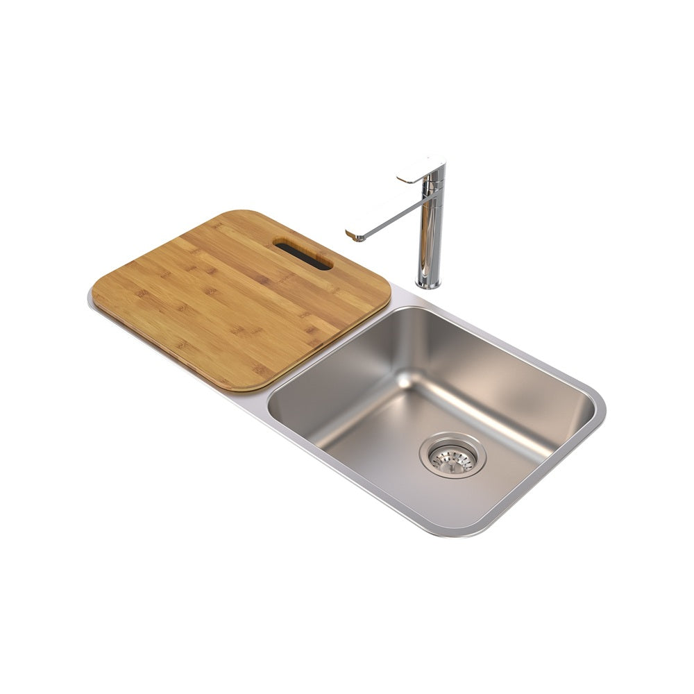 Caroma Luna Double Bowl Sink Undermount/ Overmount (Inc. Chopping Board) Stainless Steel COCL201