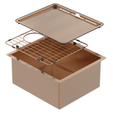 Abey Piazza Square Sink Single Bowl 390x445mm Topmount/Undermount (Inc. Tray & Grid) Artisan Copper CR340CO