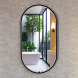 Mallow Crescent Framed Oval LED Mirror 450x900mm Matte Black CRS-4590-MB