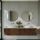 Mallow Crescent Framed Round LED Mirror 900mm Matte Black CRS-9090-MB