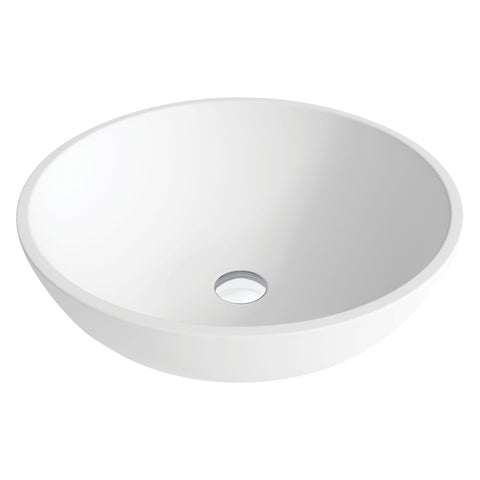 Fienza Lexy Solid Surface Above Counter Basin (w/ Chrome Pop Up Waste) 600x345mm No Overflow Gloss White CSB038-PU