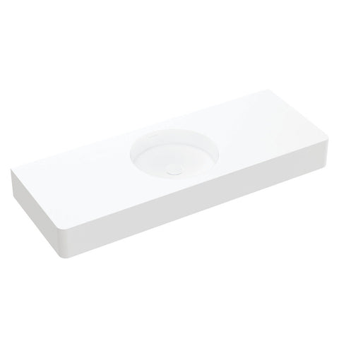 Fienza Encanto Solid Surface Wall Hung Centre Basin w/ Overflow (No Taphole) 1200x450mm Matte White CSB11-120-0