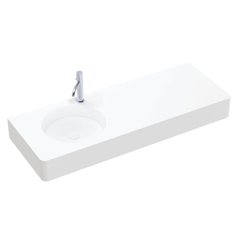 Fienza Encanto Solid Surface Wall Hung Left Hand Basin w/ Overflow (1 Taphole) 1200x450mm Matte White CSB11-120L