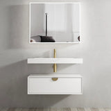 Otti Moonlight Wall Hung Cabinet 900mm Single Basin (Gold Handle) White (Cabinet Only) ML900W