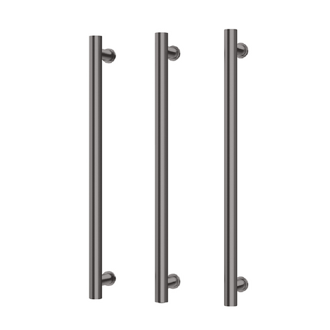 Phoenix Heated Triple Towel Rail Round 600mm Brushed Carbon 650-8762-31