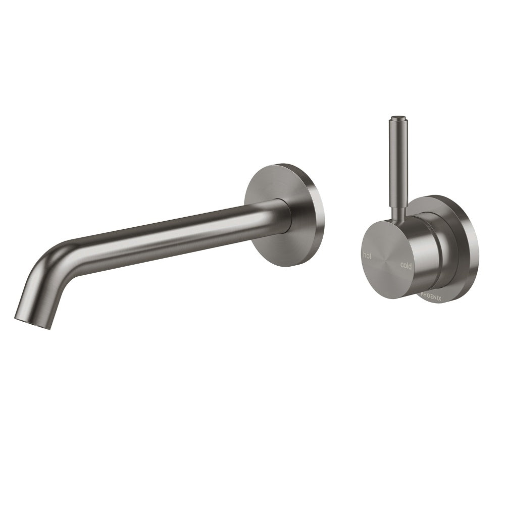 Phoenix Vivid Mkii Switchmix Wall Basin / Bath Mixer Set 200mm Pin Up Fit-Off Kit Brushed Carbon 146-2822-31-1