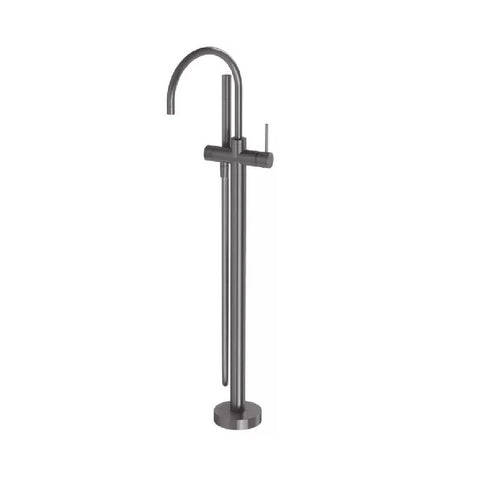 Phoenix Vivid Slimline Floor Mounted Bath Mixer with Hand Shower Brushed Carbon VS7451-31